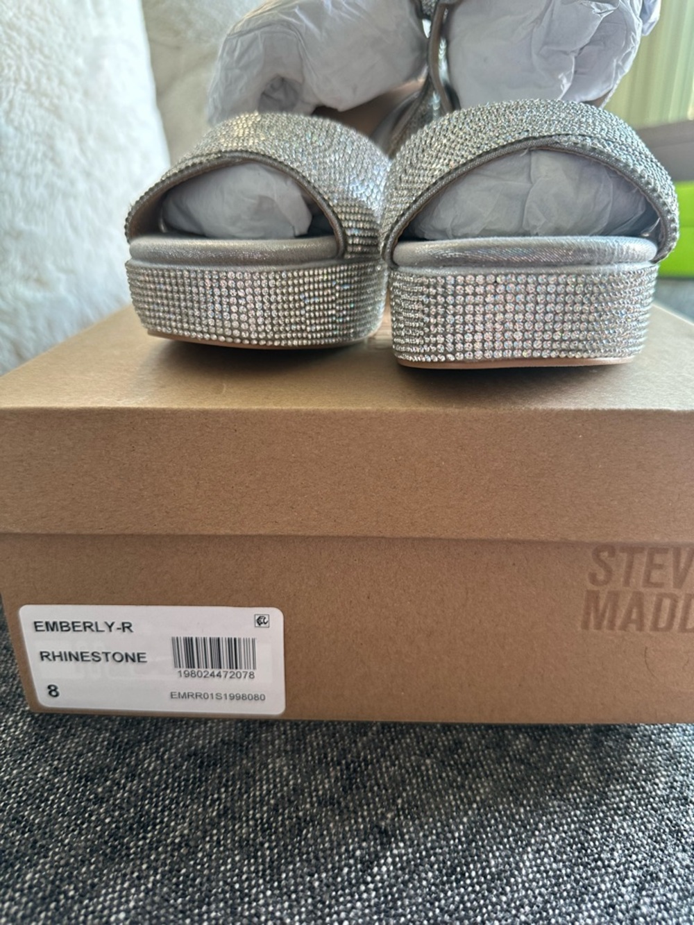 Steve Madden Silver Rhinestone Platform Sandals - Picture 5 of 9